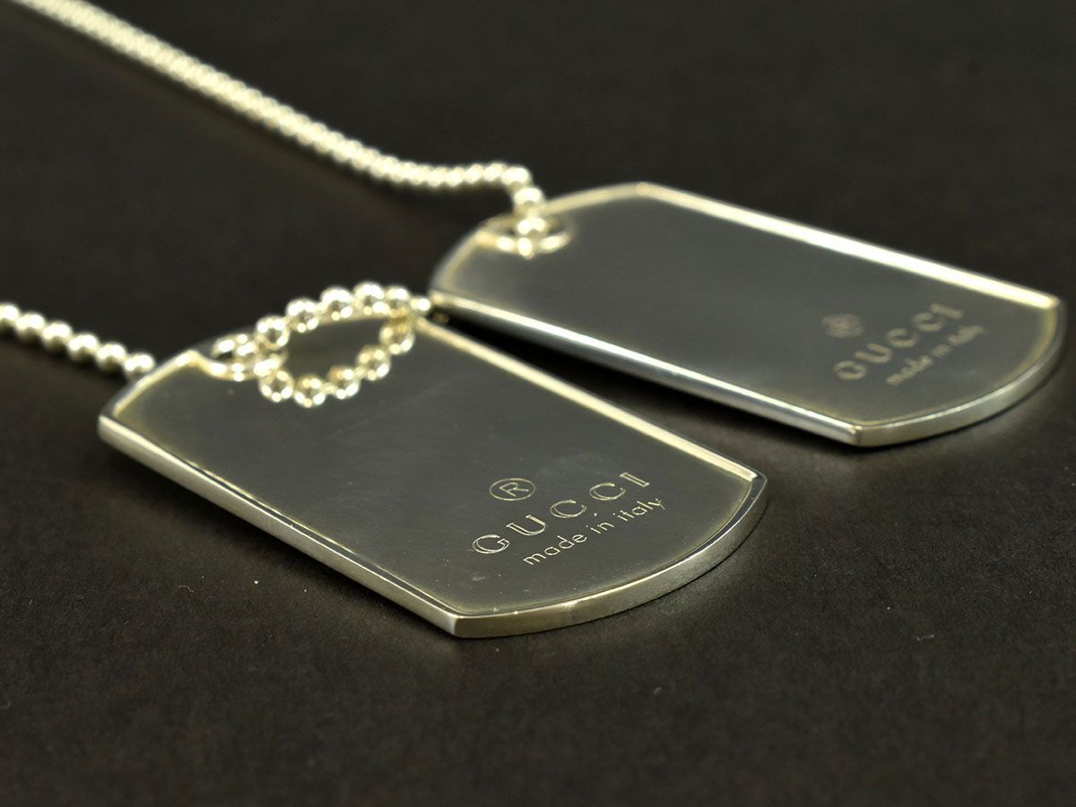 174780* GUCCI Gucci dog tag plate necklace pendant accessory Sv925 sterling silver men's lady's / E