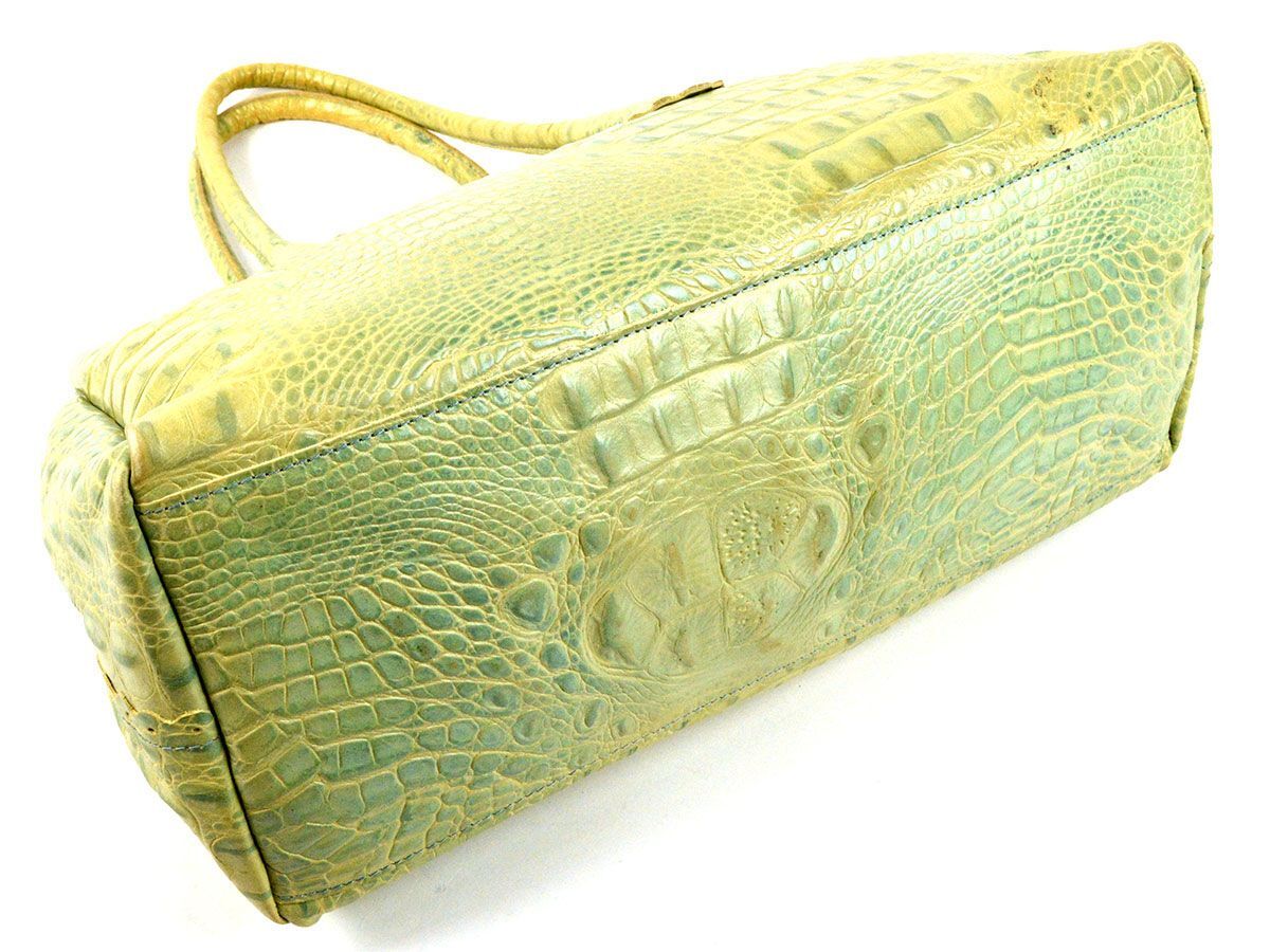 174960◇ FURLA フルラ トートバッグ ショルダーバッグ 肩掛け 鞄 クロコ型押しレザー グリーン 緑 ゴールド金具 レディース/ B