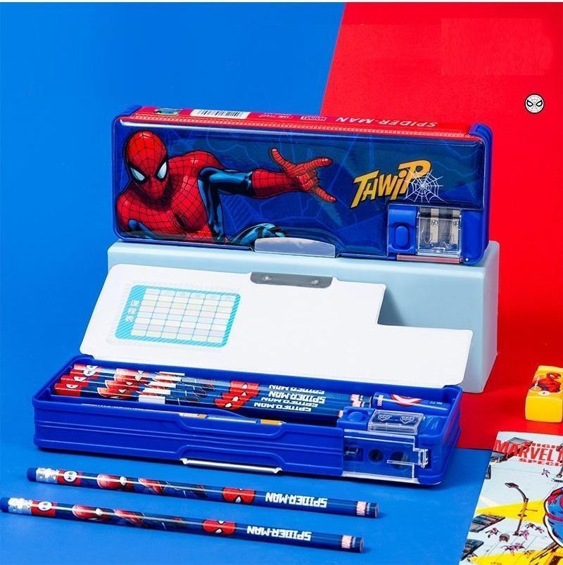 スパイダーマン 筆箱 ふでばこ ペンケース 小学生 両面開き 多機能 ペン削り_画像1