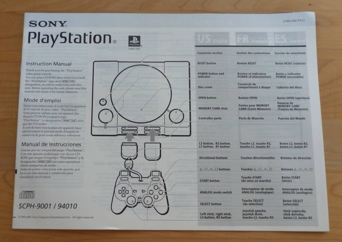 中古 北米版 プレイステーション PlayStation SCPH-9001 / 94010 取扱説明書 SONY ソニー 海外版_画像1