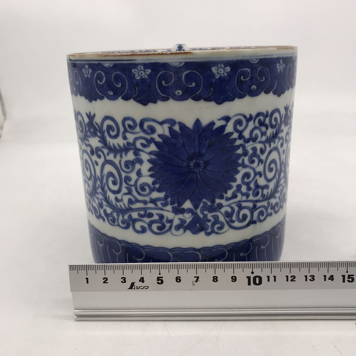 水指●筒水指 【春峰造】鉄釉 漆器蓋 塗蓋 茶釉 お茶道具 時代物 骨董品■ i-img1200x1200-