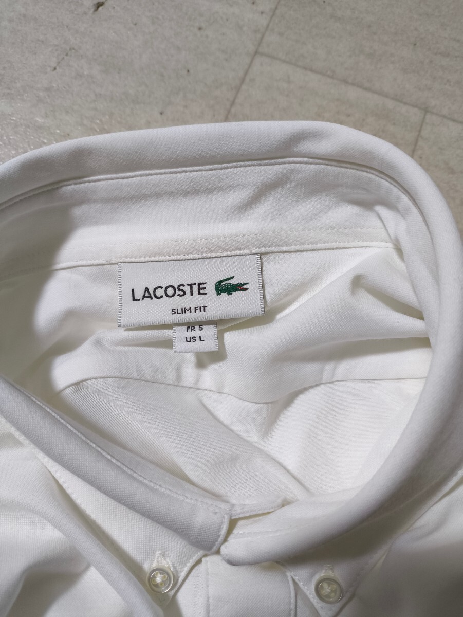 サイズ：5 美品 二枚セット ラコステ LACOSTE 44Gハニカム 半袖ビズポロ  オフホワイトとネイビー  BDポロシャツの画像4