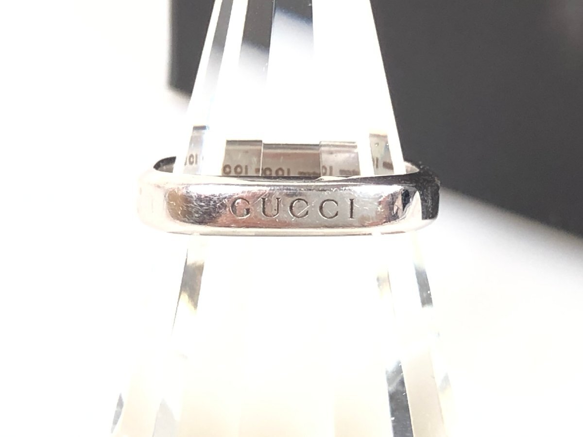 【値下げ】 グッチ GUCCI スクエア リング 指輪 750/ホワイトゴールド 4.8g サイズ刻印#15/実寸14号 YAS-5582 ホワイトゴールド