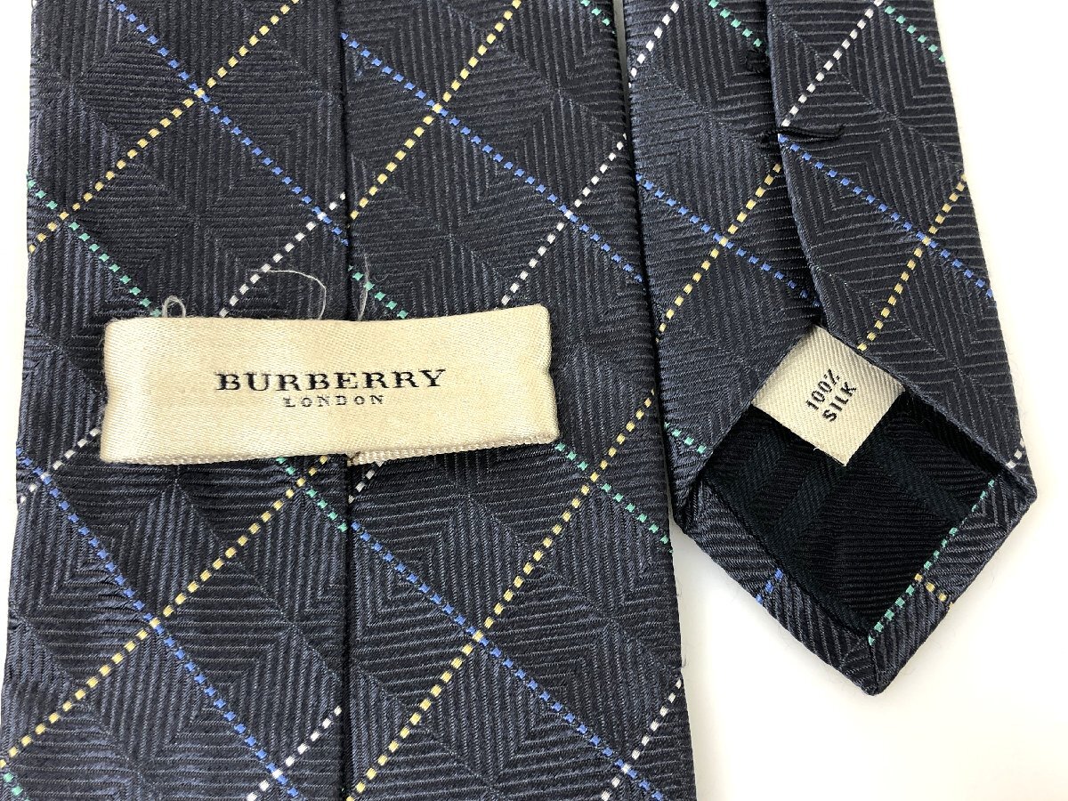 バーバリー　Burberry　シルクネクタイ　パターン総柄　ネイビー系　YNT-1008_画像6