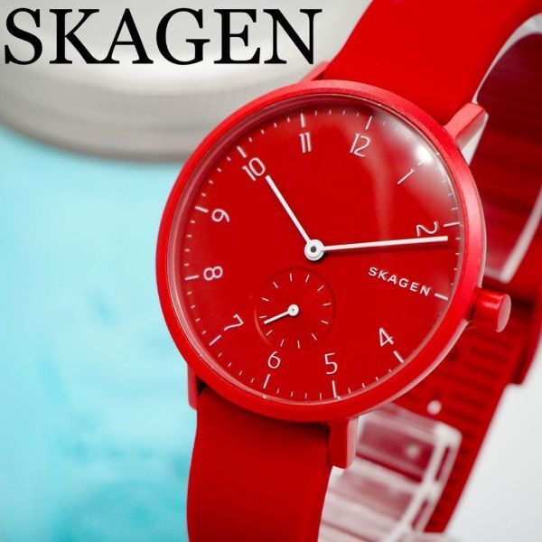 4【美品】SKAGEN スカーゲン時計 レディース腕時計 メンズ腕時計 レッドの画像1