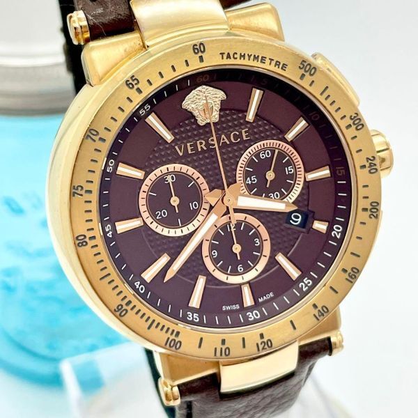 57 Versace ヴェルサーチ時計　メンズ腕時計　クロノグラフ　高級　人気_画像2