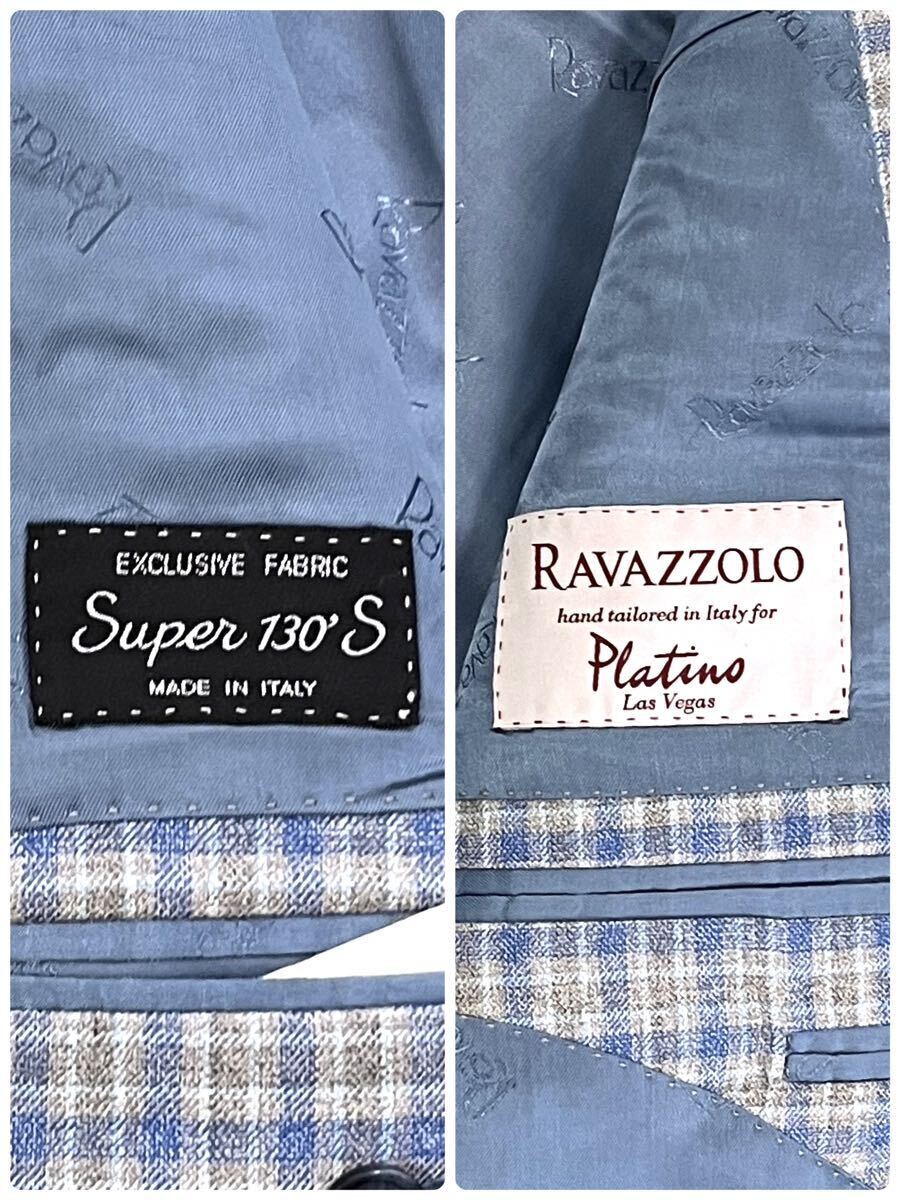 希少！幻の4XL ラブァツォーロ【極上のシルク100%】テーラードジャケット イタリア製 SUPER130’s 2B サイドベンツ 本絹 総柄 RAVAZZOLOの画像8