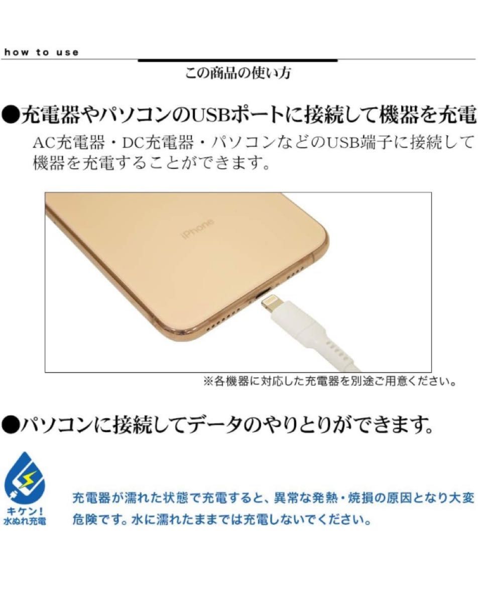 iPhone iPod iPad MFi認証 2.4A ライトニング USB 充電・通信ケーブル Lightning USB-A