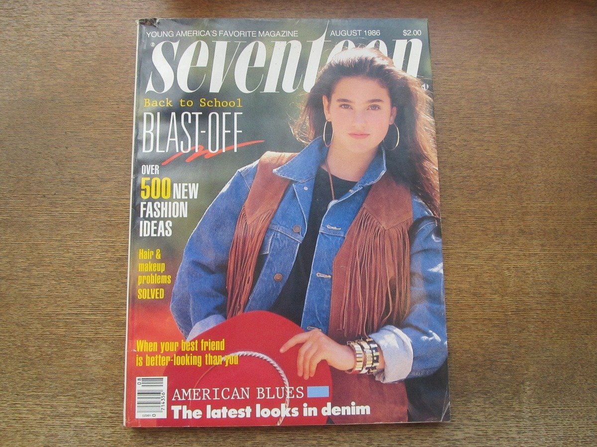 2404MK●洋雑誌「seventeen」1986.8●表紙:ジェニファー・コネリー/ファッション:パリ、ロンドン、ミラノ、東京/ヘアスタイル/メイクの画像1