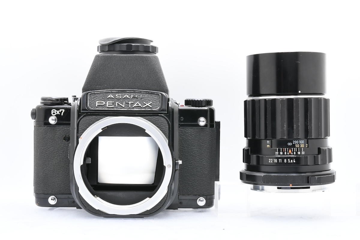 PENTAX 6×7 ウエストレベル 後期 + SMC TAKUMAR 200mm F4 ペンタックス フィルムカメラ レンズの画像1