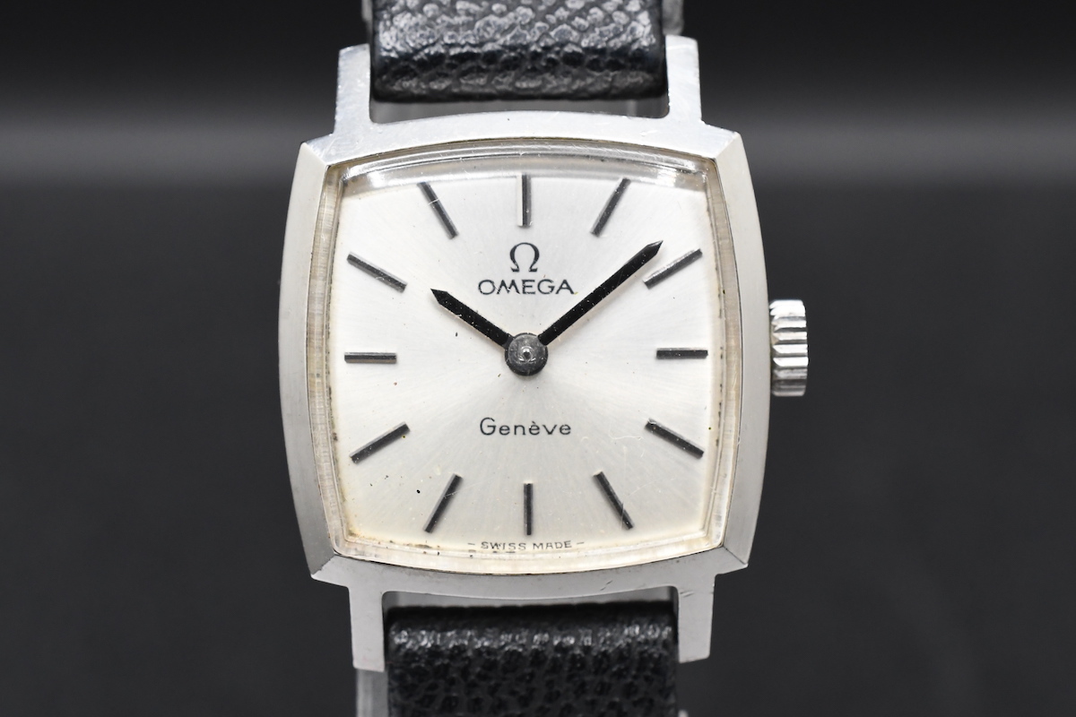 OMEGA Geneve Ref:511385 オメガ ジュネーブ スクエア シルバー文字盤 17石 手巻き レディース 腕時計 ■24027の画像1