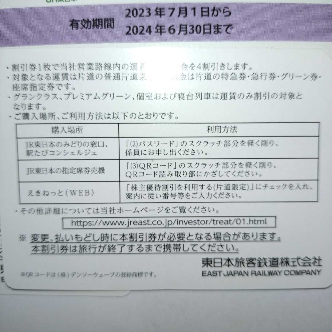 発送迅速 JR東日本 株主優待割引券（1枚片道4割引）４枚セット（有効期限2023年7月1日~2024年6月30日)の画像5