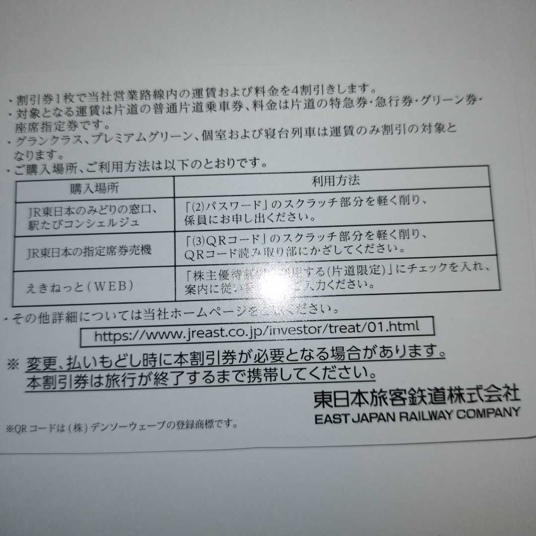 番号通知可 JR東日本 株主優待割引券（1枚で片道4割引き）1枚（有効期限2023年7月1日~2024年6月30日)の画像3