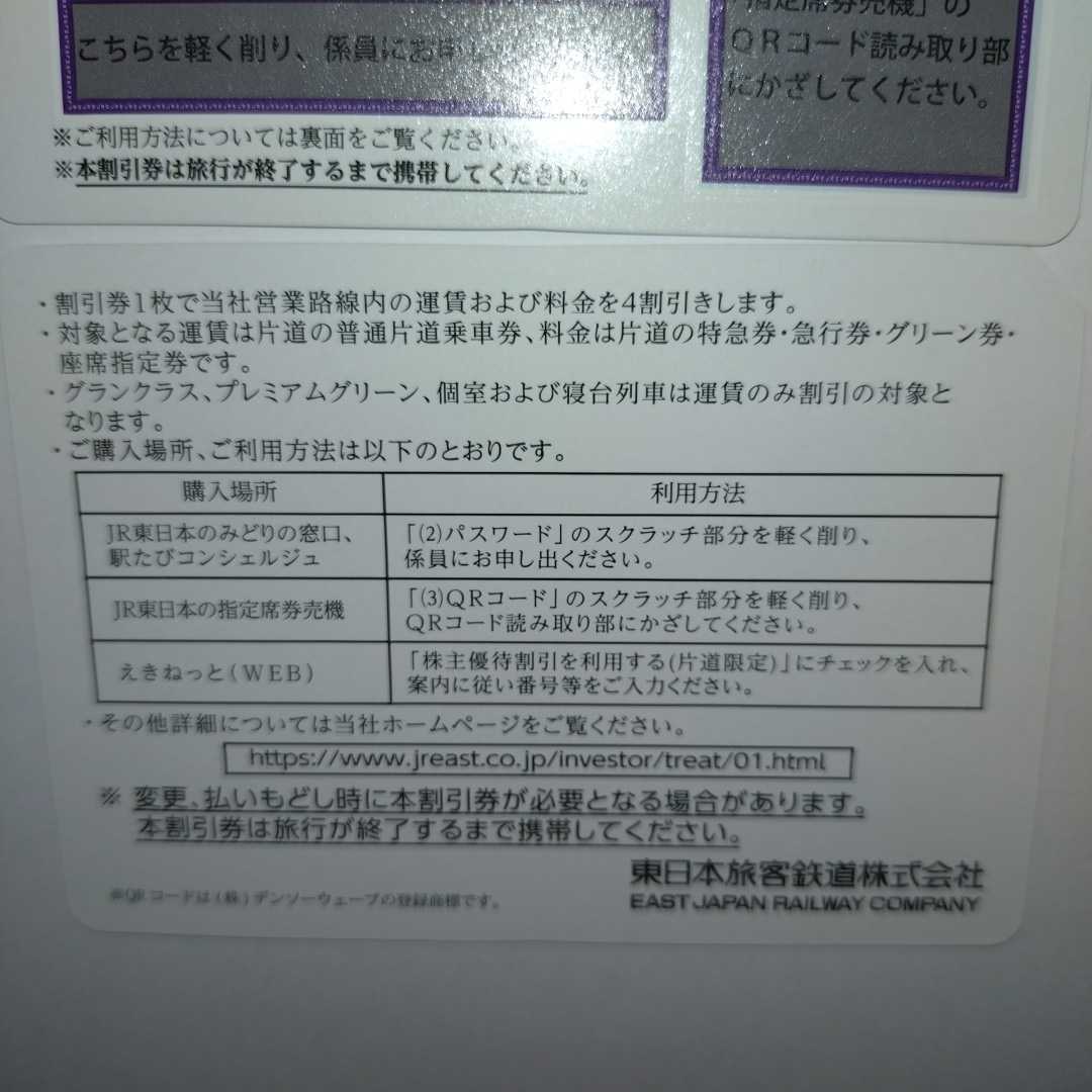 番号通知可 JR東日本 株主優待割引券（1枚片道4割引）２枚セット（有効期限2023年7月1日~2024年6月30日)の画像4