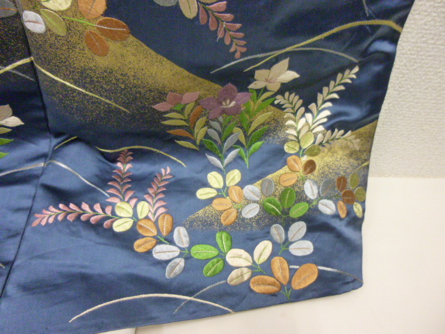 【M40116】能装束 能衣装 納戸地 千鳥秋草 縫箔 着物 和装 舞台 芸術 古典芸能の画像6