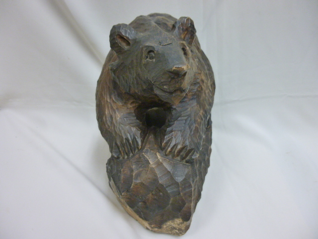 【M40472】 木彫り熊 熊彫 熊野の置物 1969年 民芸品 工芸品 彫刻 置物 昭和レトロ_画像2