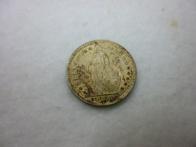 【M40487】外国 古コイン 銀貨 4枚 / ドイツ 5マルク 1951年 / スイス 1/2フラン 1957年・1フラン 1952年 / フィリピン 20センタボ 1903年の画像5