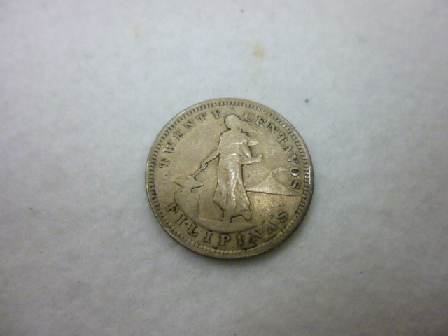 【M40487】外国 古コイン 銀貨 4枚 / ドイツ 5マルク 1951年 / スイス 1/2フラン 1957年・1フラン 1952年 / フィリピン 20センタボ 1903年の画像9