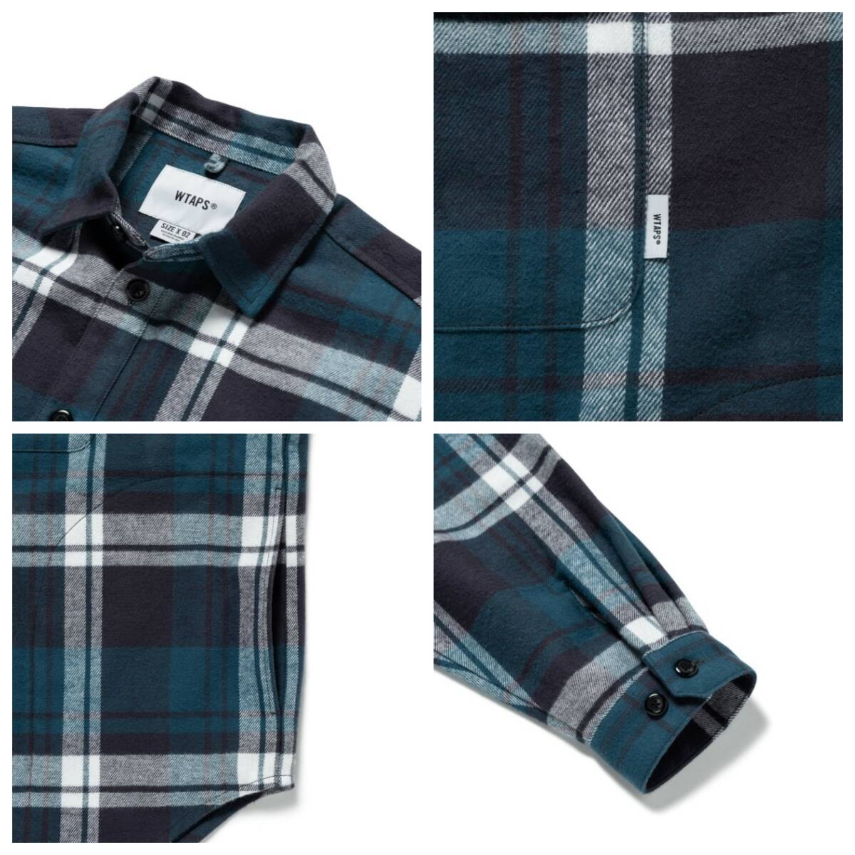 WTAPS WCPO 01 / LS / COTTON FLANNEL TEXTILE GREEN LARGE 03 WTAPS WCPO 01 / LS / COTTON FLANNEL TEXTILE GREEN LARGE 03