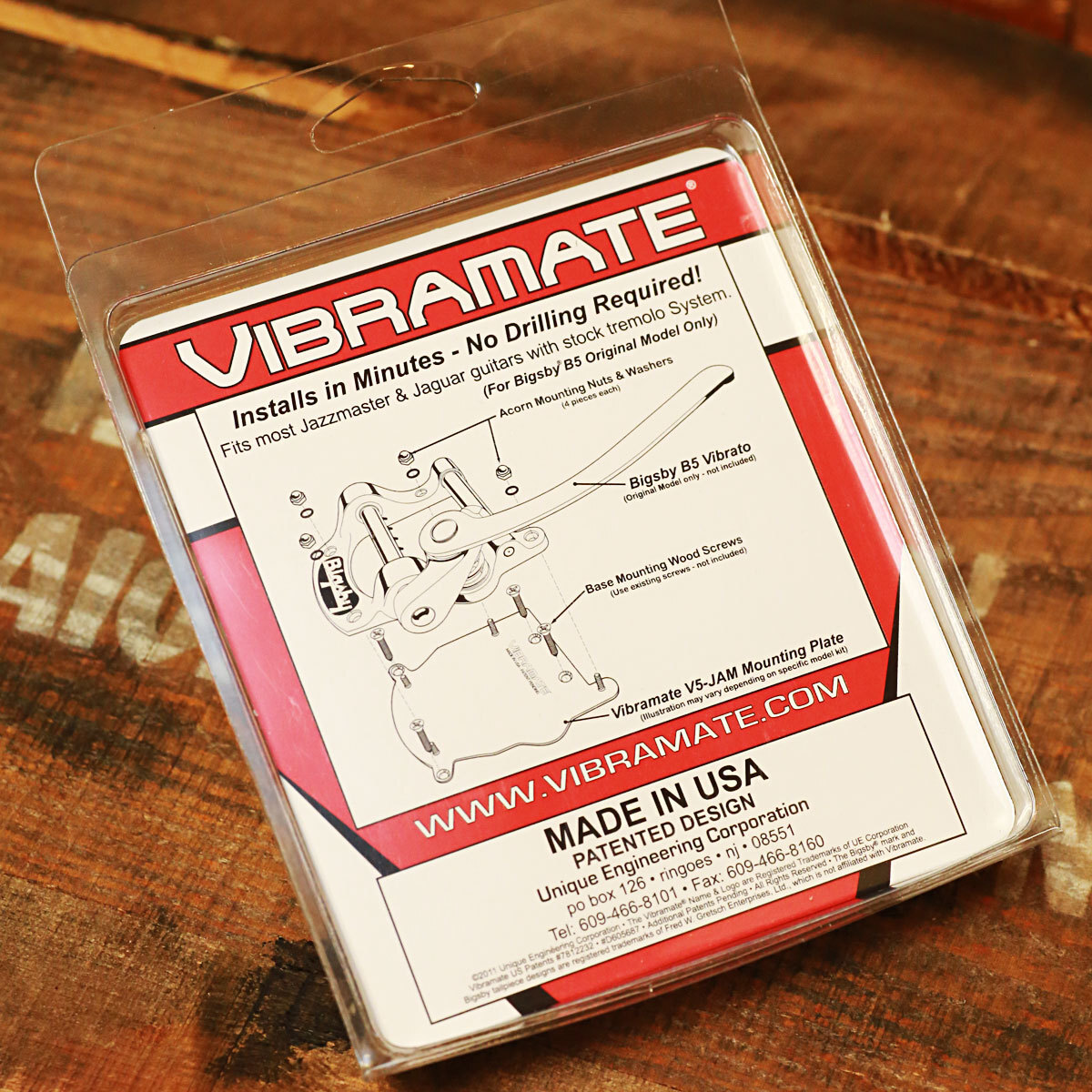 送料無料「VIBRAMATE V5-JAM Mounting Kit White」ヴィブラメイト ビグスビー トレモロ マウントキット Bigsby B5ビブラート無加工取付可能_画像2