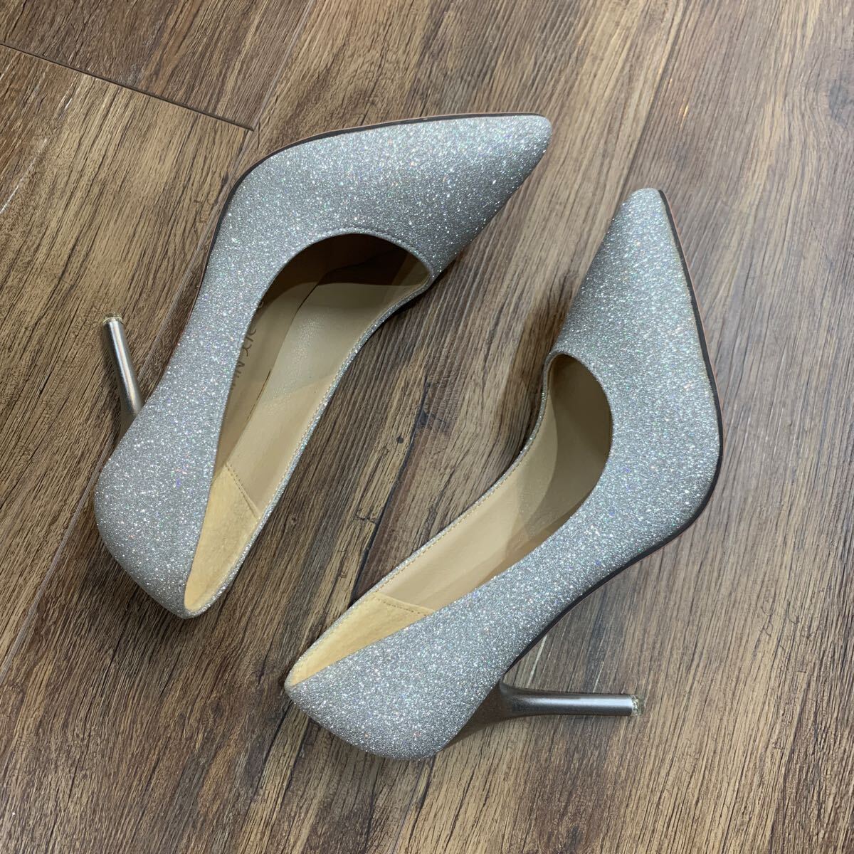  new goods beautiful goods approximately 10cm heel Kirakira lame pumps silver 24cm 24 centimeter 10 centimeter silver color high heel pin heel red sole lady's shoes 