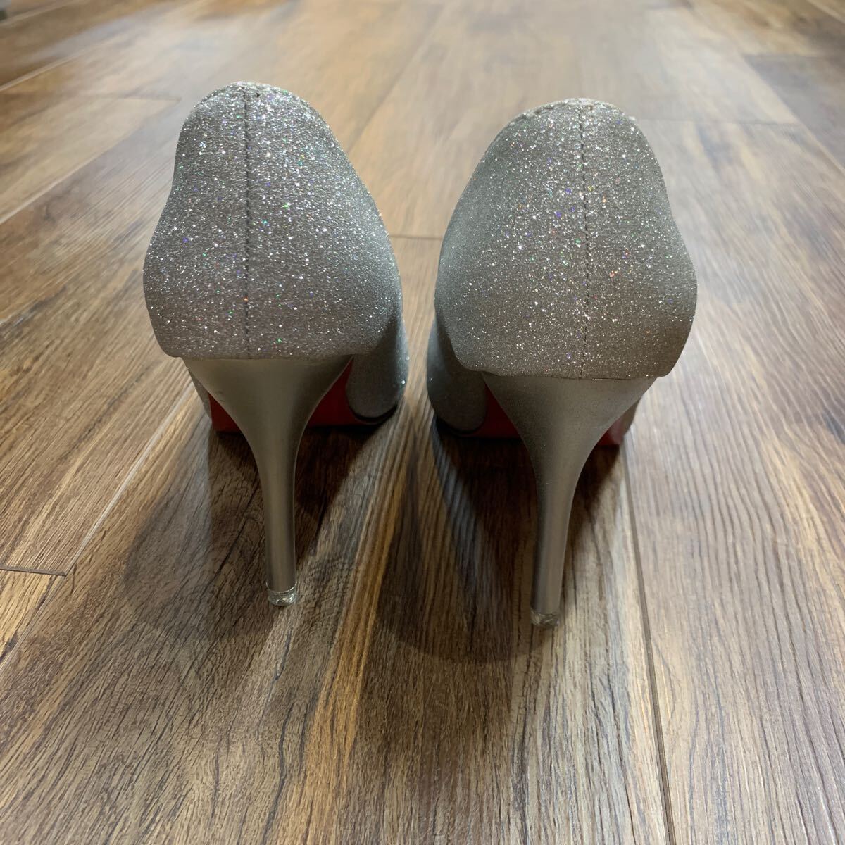  new goods beautiful goods approximately 10cm heel Kirakira lame pumps silver 24cm 24 centimeter 10 centimeter silver color high heel pin heel red sole lady's shoes 