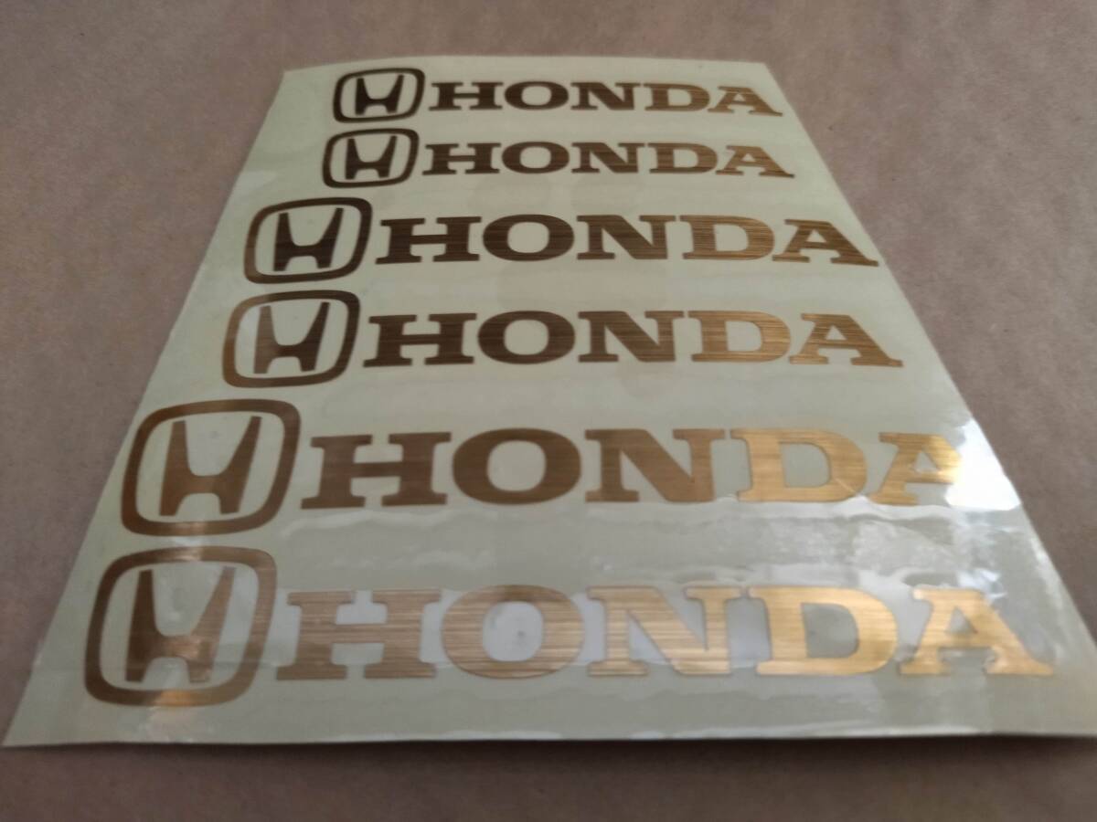 【送料無料】 HONDA(ホンダ) 耐熱ステッカー ゴールド 大中小６枚セット ② 本田の画像1