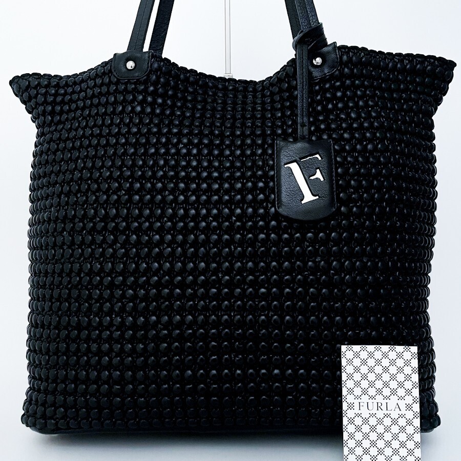 1 иен ~# не использовался класс #FURLA Furla очарование большая сумка бизнес большая вместимость A4 женский мужской кожа черный чёрный 