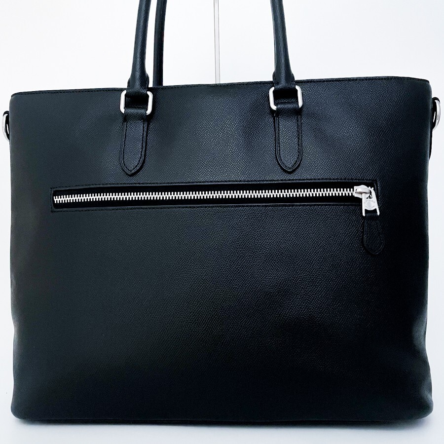 1 иен # не использовался класс #COACH Coach be Kett 2way Logo большая сумка бизнес портфель большая вместимость A4 женский мужской кожа черный чёрный 
