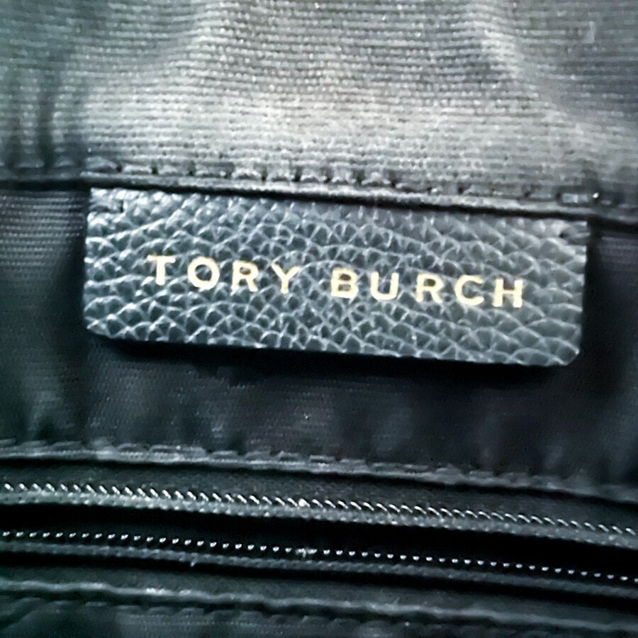 1円■超美品■Tory Burch トリーバーチ エラ ロゴ トートバッグ ビジネス ブリーフケース 大容量 A4 レディース メンズ レザー ブラック 黒の画像9