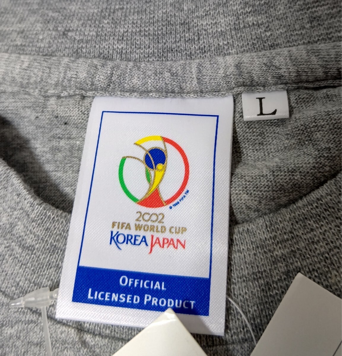 【FIFA WORLD CUP】サッカーワールドカップ2002/ 韓国&JAPAN 開催記念Tシャツ 公式グッズ Tシャツ/グレー/メンズL ◎新品未使用●送料無料