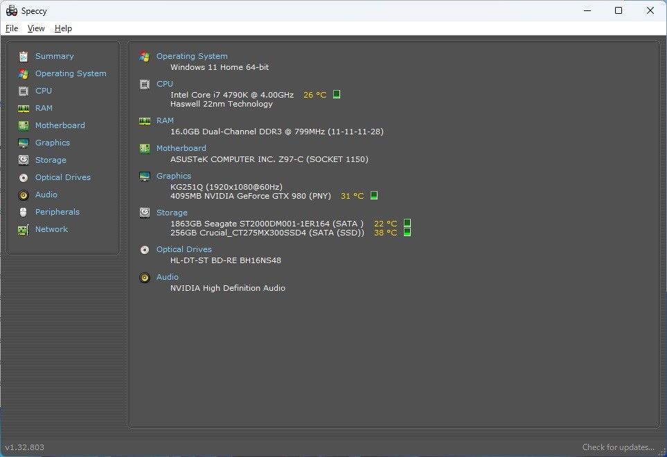 自作ゲーミングPC Intel i7-4790K/16GB/GTX980/SSD