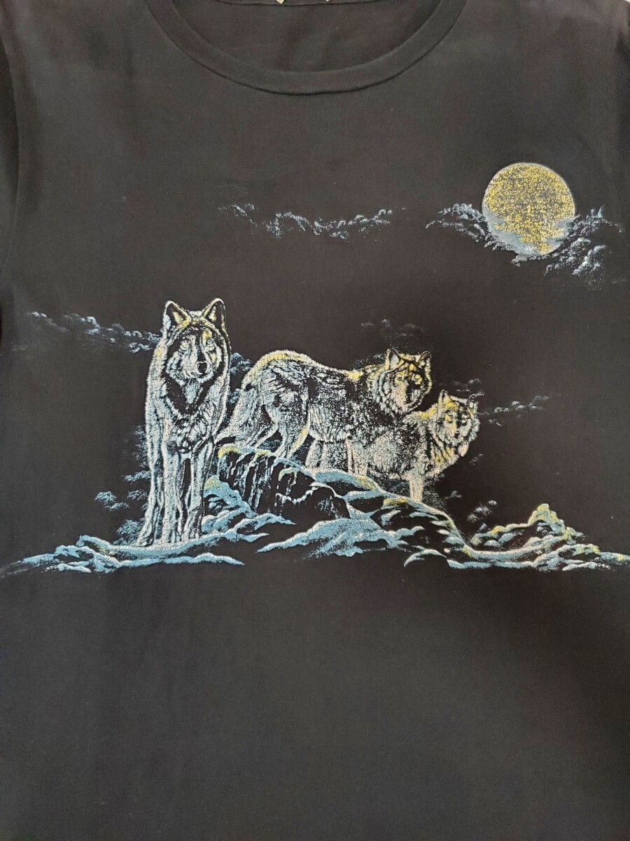 【Saint Laurent】16ss Wolf Moon Tシャツ サンローラン エディスリマン レアアイテム ブラック Tシャツ 黒 ビンテージ Mサイズ_画像3