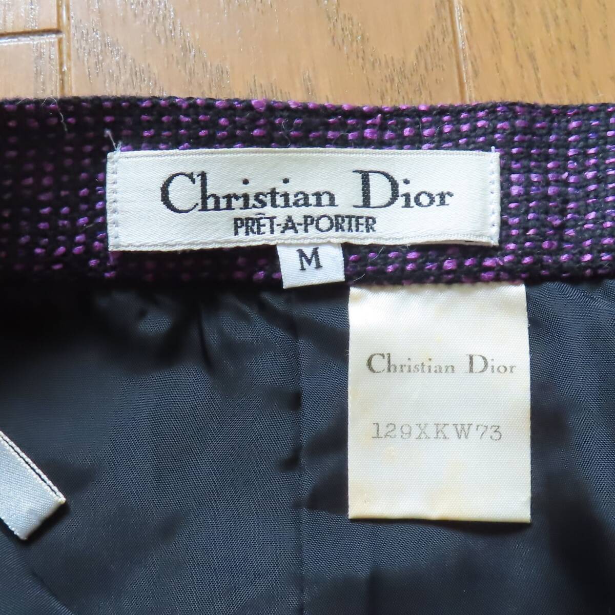  прекрасный товар CHRISTIAN DIOR Christian Dior юбка M черный × лиловый 