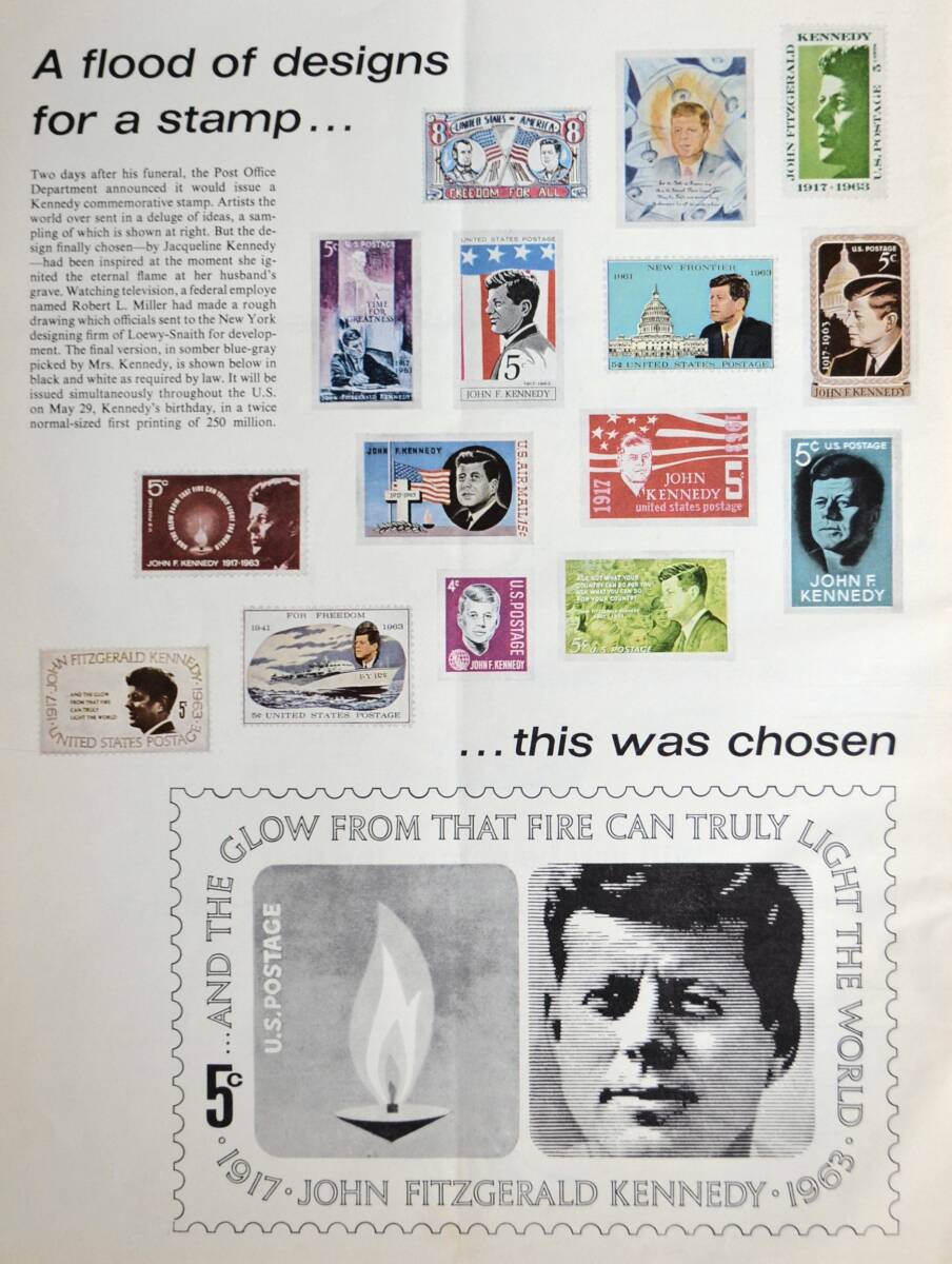 稀少！1964年雑誌記事/JFK/ケネディ大統領/切手/USA/19_画像1