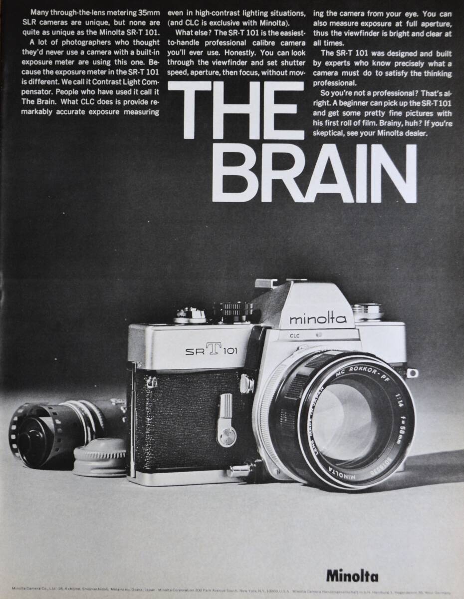 稀少・広告！1968年ミノルタ カメラ広告/Minolta SR-T 101 Camera/昭和レトロ/C_画像1
