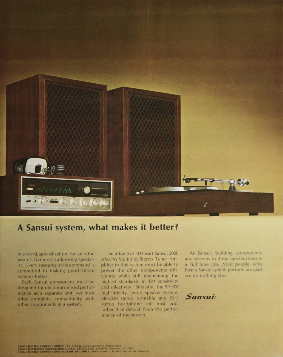  rare! advertisement /1968 year Sansui advertisement /Sunsui/ stereo / audio / Showa Retro /S