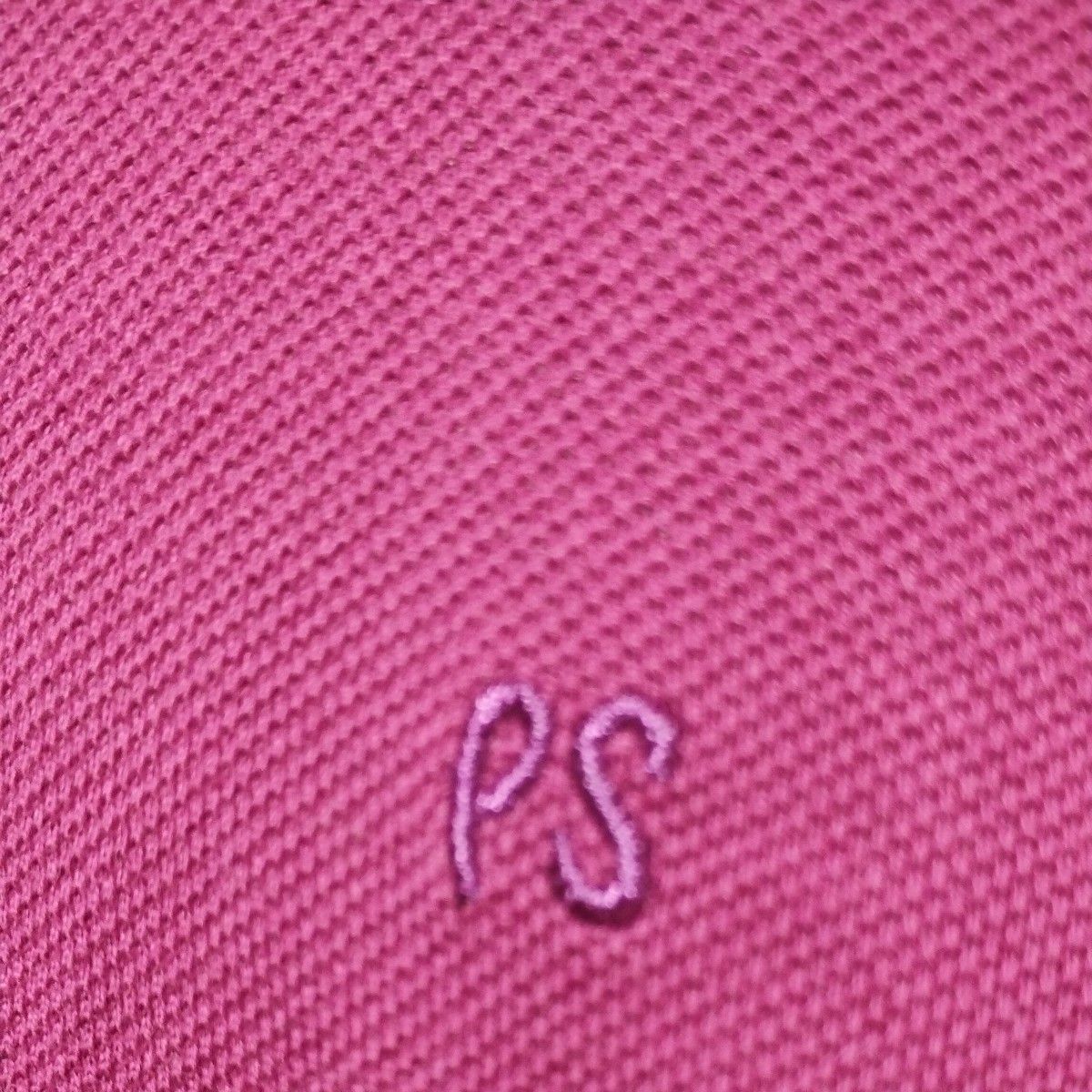 PSポールスミス半袖ポロシャツL/XL　マゼンタ系　胸にボタンに「PS」ロゴ入り　やや薄手鹿の子素材　Paul Smith