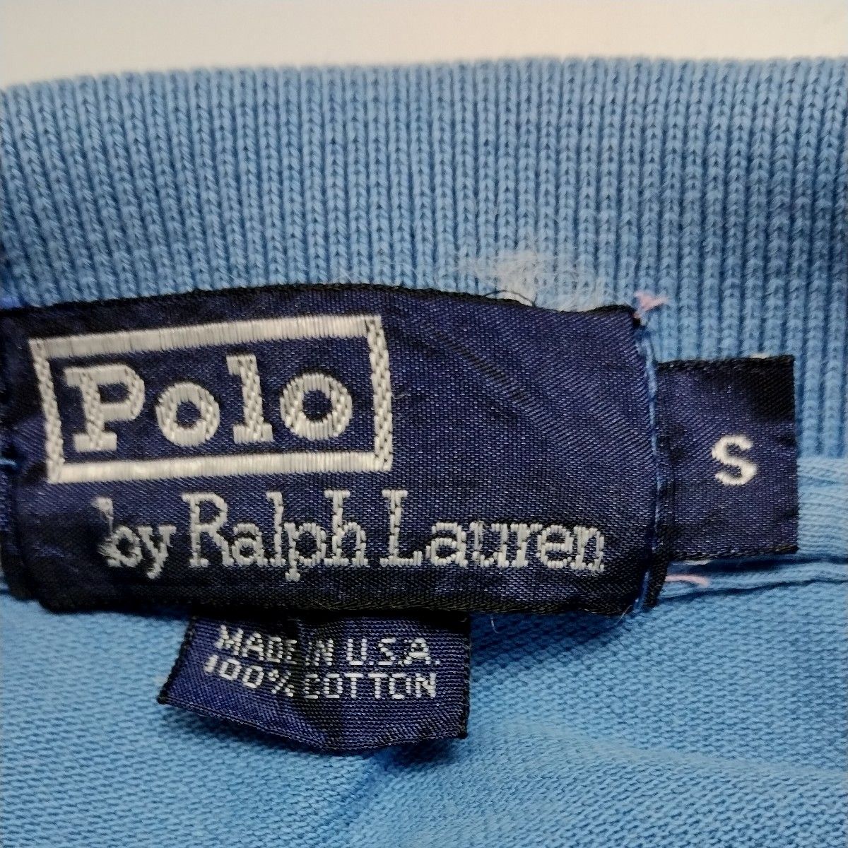 ポロラルフローレン半袖ポロシャツ実寸L-LL　ブルー系　本場アメリカ製　USA製　Polo by Ralph Lauren