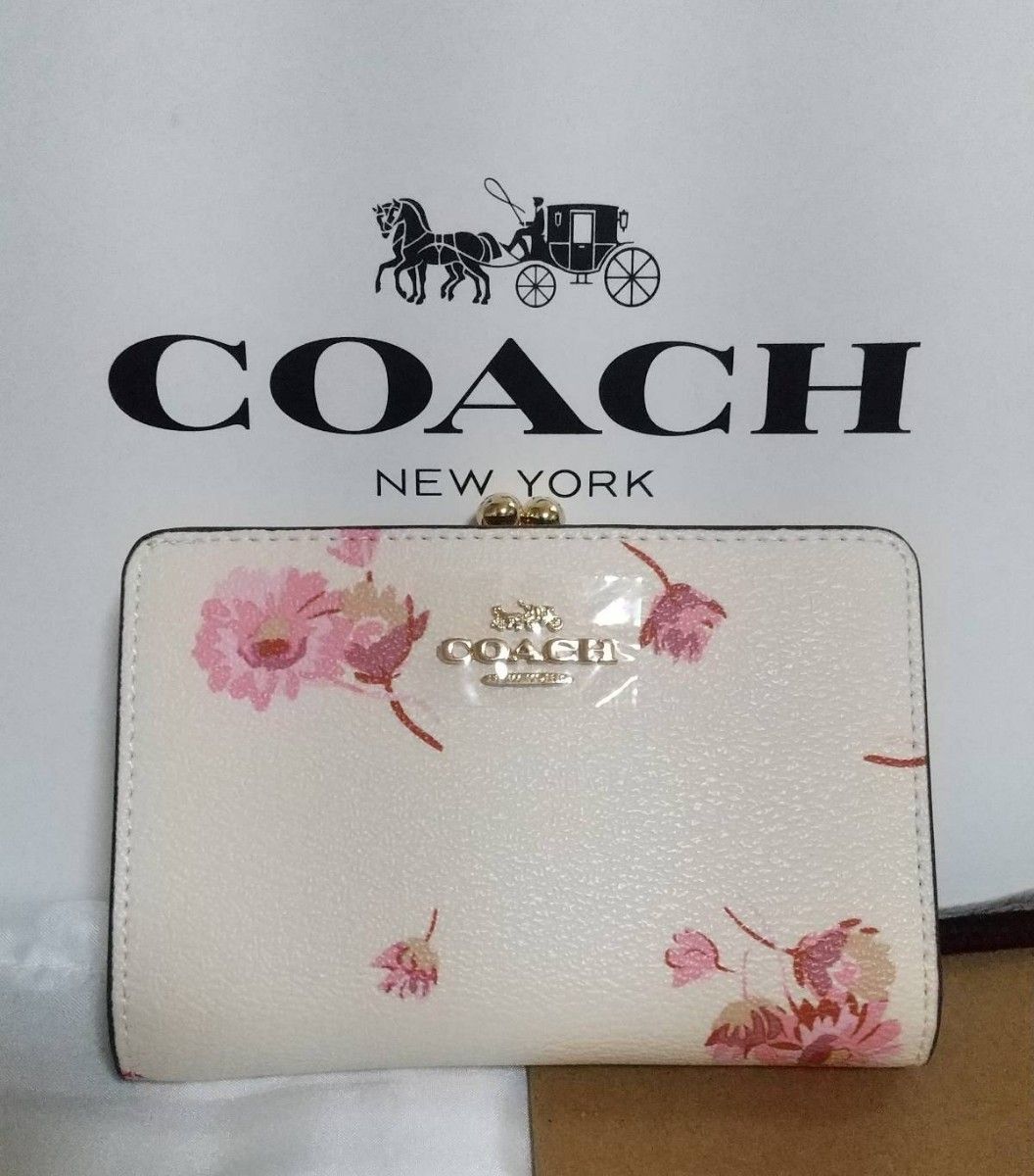 COACH 二つ折り財布 がま口財布  花柄