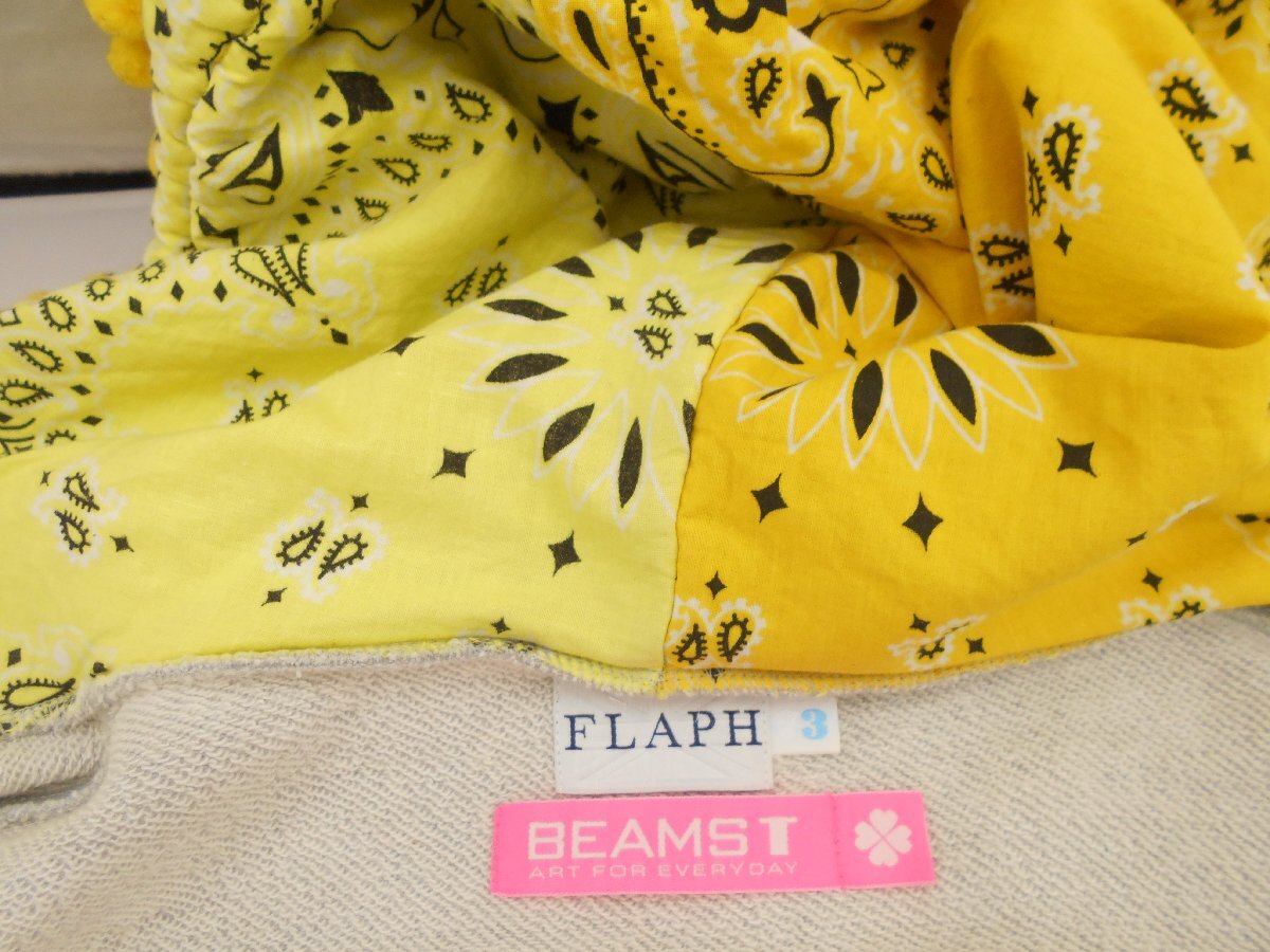 【BEAMS×FLAPH×ももクロ】ビームス×フラフ×ももクロコラボ　メンズジップアップパーカ　　グレー×イエロー　Lサイズ　SY02-ARC_画像4