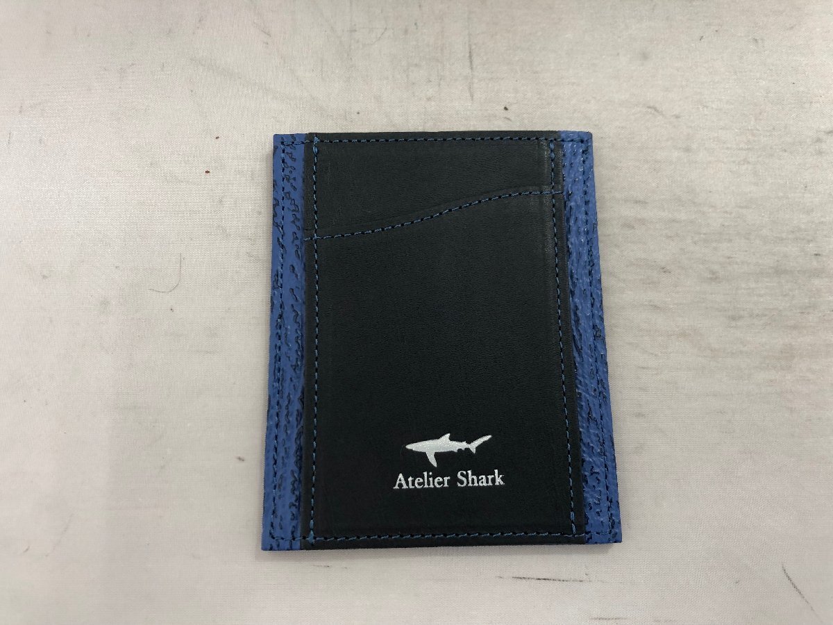 【Atelier Shark】アトリエシャーク カードケース チャコーッル×ブルー サメ革生地 SY02-EJQの画像1