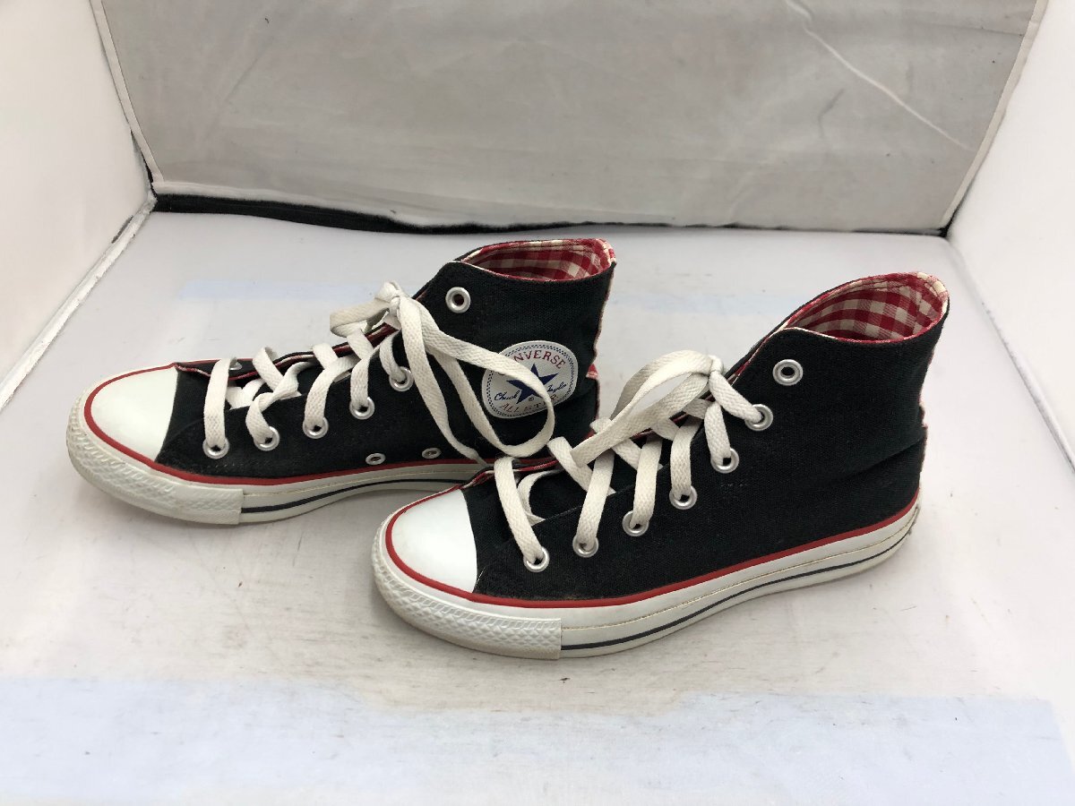 【CONVERSE】コンバースオールスター　レディスハイカットスニーカー　ブラック×レッド　チェック　キャンバス　23.5cm　SY02-EDK_画像3