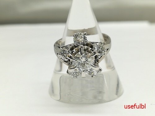 グランドセール 【リング】PM900(刻印有)プラチナ サイド艶消し ダイヤ 0.81ct 0.89ct 雪の結晶モチーフ 14号 8.63g 鑑別書付 SY01-ET4 プラチナ台