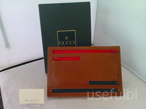 【GUCCI】　グッチ　マルチカードケース　ポーチ　　ブラウン系　レザー　革　SY02-Z47_画像1