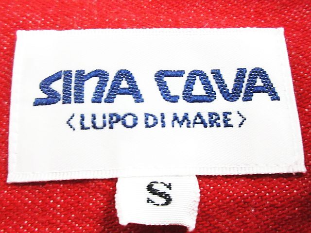 ■ SINA COVA シナコバ LUPO DI MARE ボタンダウンシャツ 長袖 刺繍 船長 パイプ 浮き輪 靴 レッド 赤 メンズ Sの画像4
