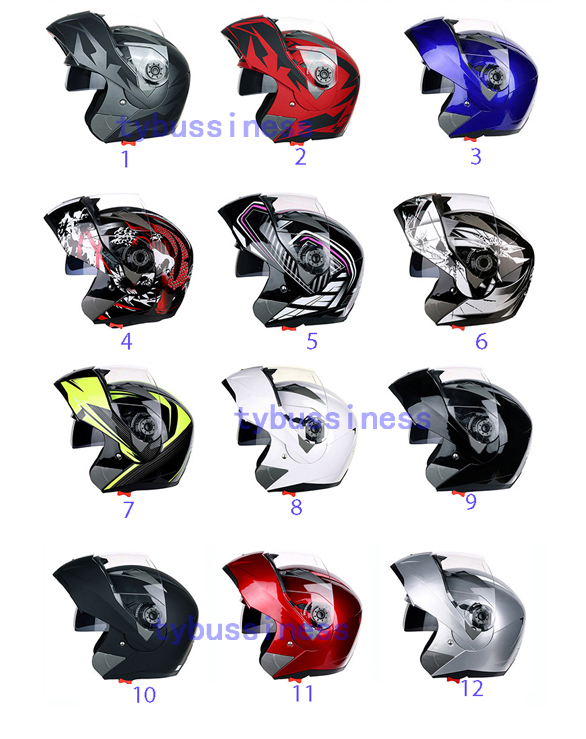 フリップアップ ダブルレンズ バイク ジェット ヘルメット フルフェイスヘルメット◆M L XL XXL サイズ 12色選択可能Bの画像4