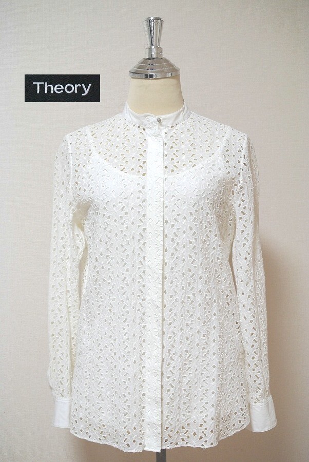 ●美品！Theory【セオリー】デイジー アイレット コットンシルクシャツ(DAISY EYELET/COMBO SHIRT)(*^_^*)定価34,000円+税_画像6