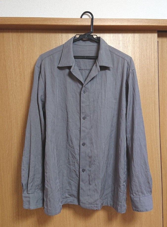 【美品】GU ドレープオープンカラーシャツ(長袖) NT+E グレー
