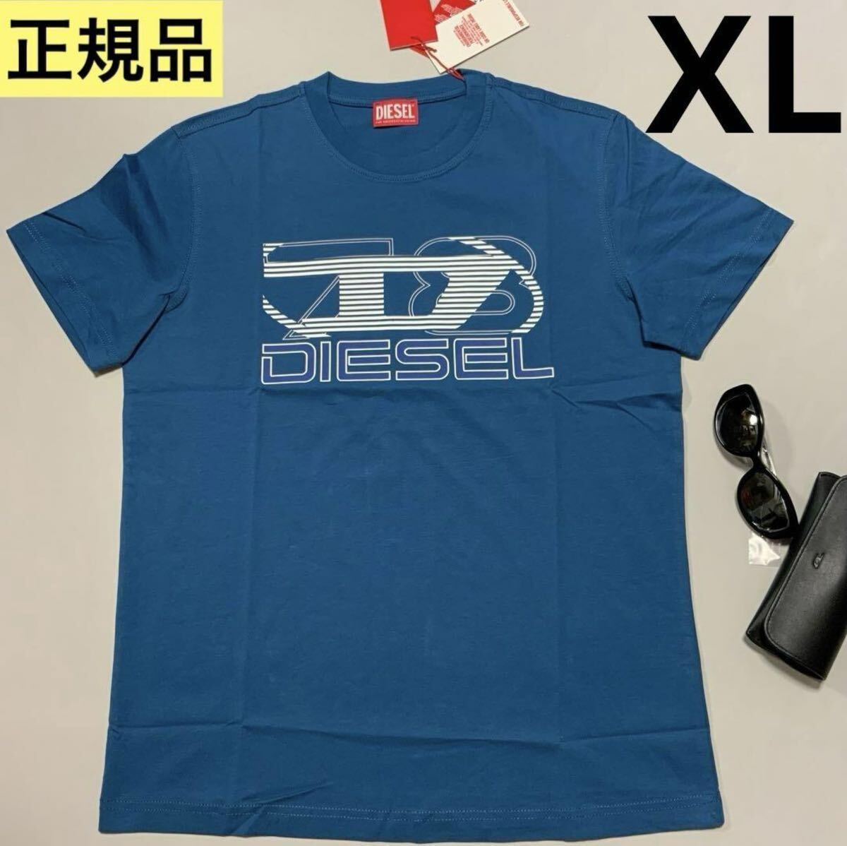 洗練されたデザイン　ディーゼル　DIESEL　 正規品　Tシャツ　T-DIEGOR-K74　ブルー　XL　A12502 0GRAI　100%綿　新モデル_画像1